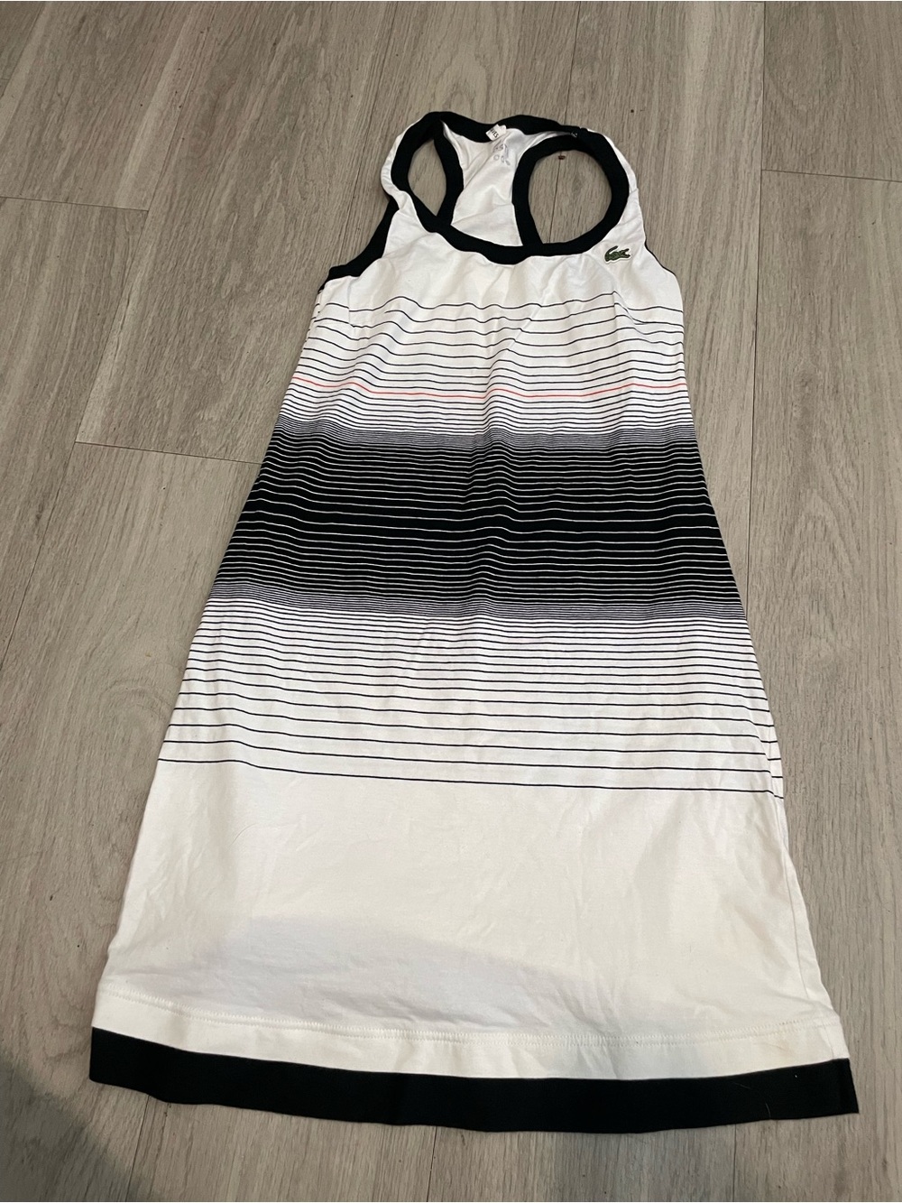 Lacoste White and Black Striped Racerback Mini Dress